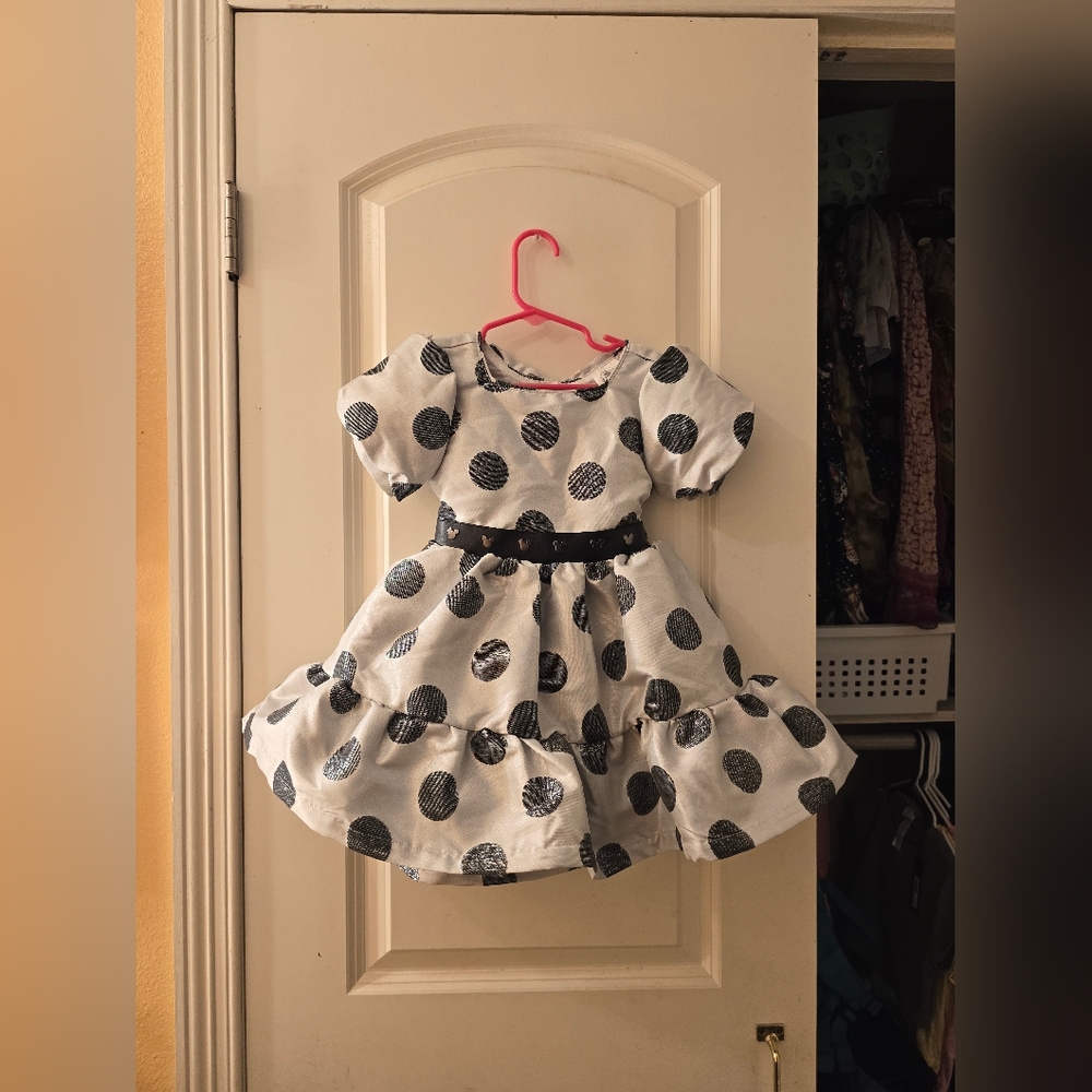 Disney store Minnie Mouse baby girl dress 3t silver & black